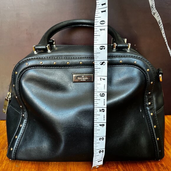 Black Leather Kate Spade Helena Studded Satchel - Missing crossbody strap. - Picture 12 of 16